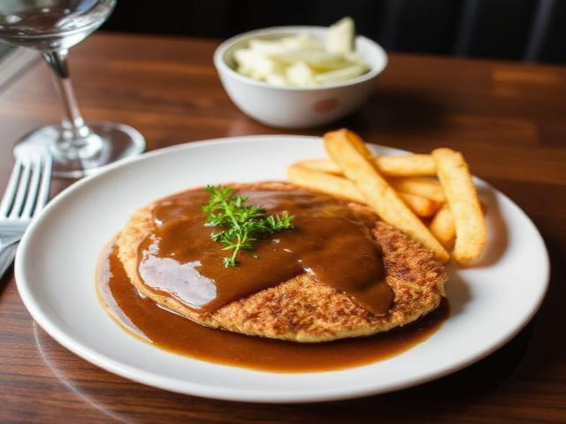 Chicken Schnitzel with Brown Sauce – Le Stanze Bistrot Cafe