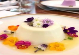 Yogurt Pudding with Edible Flowers At Le Stanze Bistrot Cafe
