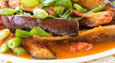 Spicy Stir-Fried Eggplant with Shrimp Paste and Kaffir Lime Leaves
