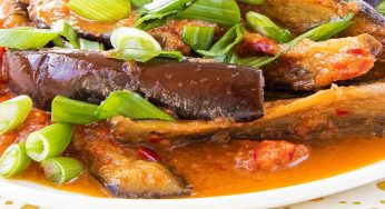 Spicy Stir-Fried Eggplant with Shrimp Paste and Kaffir Lime Leaves