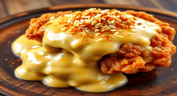 Cheesy Fried Chicken: Crispy Delight with Creamy Cheese Sauce